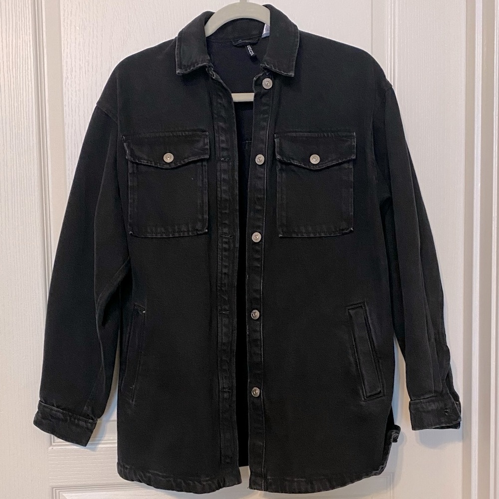 H&M Black Denim Oversized Jacket, XXS